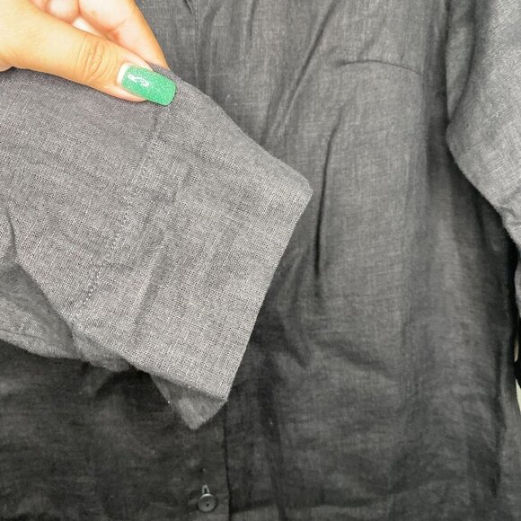 Flax Lagen Look Linen Button 3/4 Sleeve Shirt Dress - Picture 4 of 8